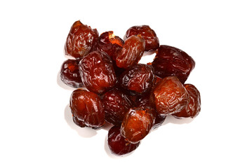 Dried dates isolated on white background.