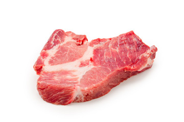 Raw pork isolated on white background.