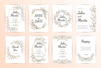 Floral Wedding Invitation, Wedding Invitation Template, Botanical Wedding Invitation, Green Wedding Invitation, Wedding Invitation Suite, Wedding Invitation Set. eps10