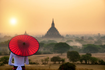 Tourism industry in Bagan Mandalay Myanmar - obrazy, fototapety, plakaty