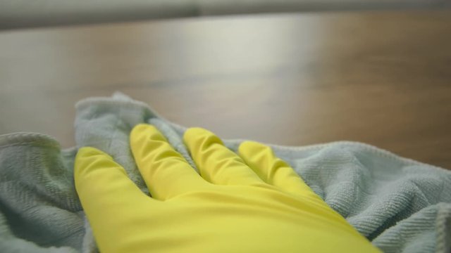 Point of view of hand wipes table with rag