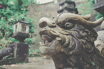 Fototapeta na wymiar ancient sculpture of lion head