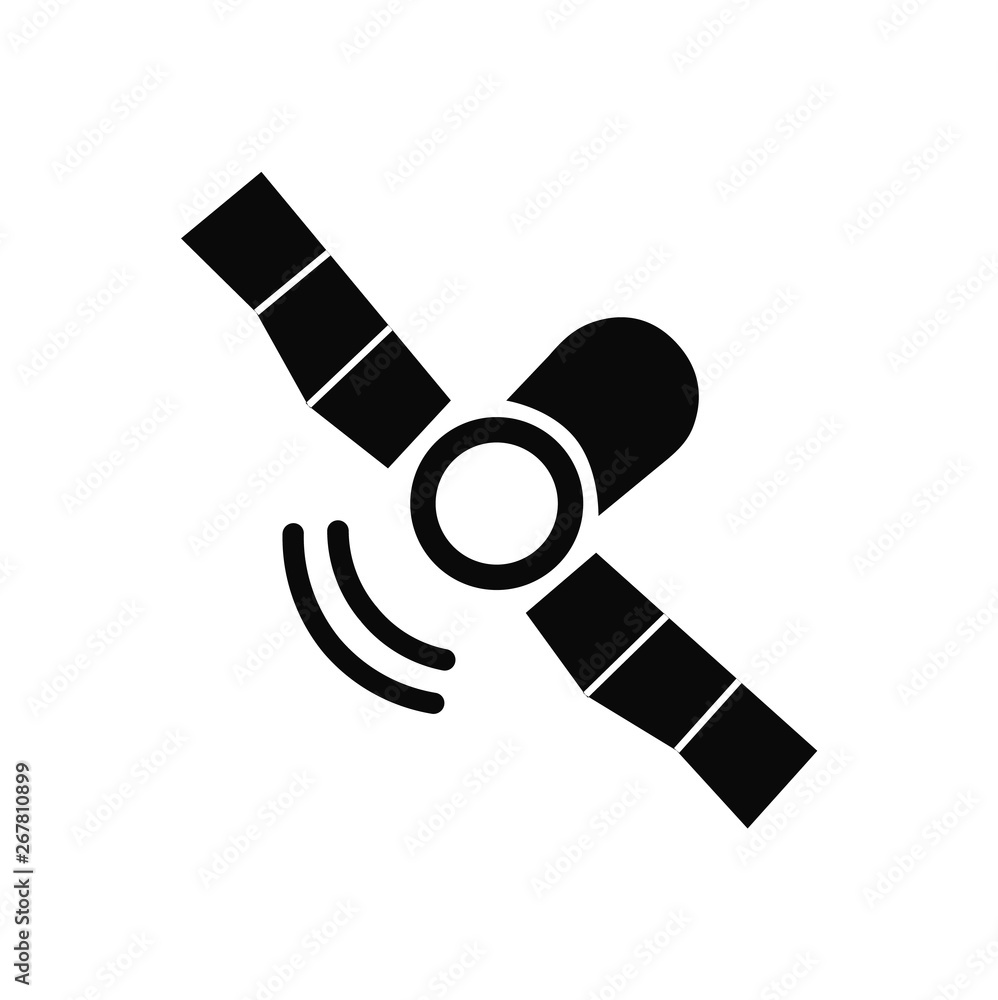 Poster cellular communication vector, satellite with wings monochrome sketch outline, broadcasting system s