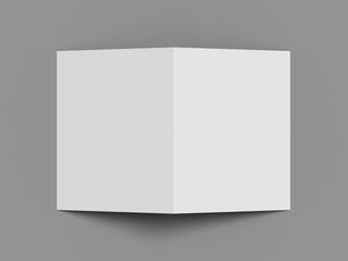 White vertical booklet mockap brochure magazine A4 divided into two parts isolated. 3D rendering.