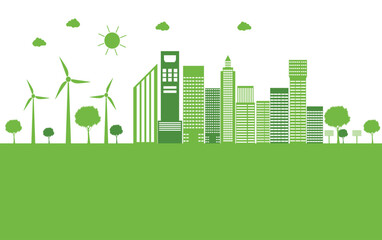 Green ecology city help the world with eco-friendly concept ideas,Vector llustration