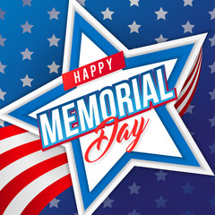 Happy Memorial Day Greeting Card Vector illustration. USA comet star concept.