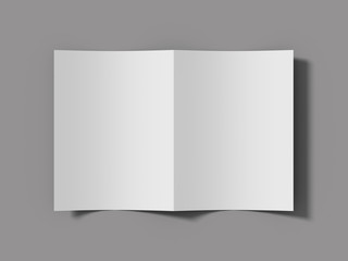 White vertical booklet mockap brochure magazine A4 divided into two parts isolated. 3D rendering.