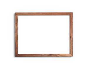 Old wooden frame mockup 3x4 horizontal on a white background. 3D rendering.