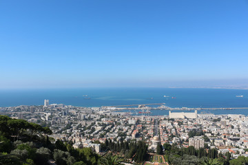 Obraz premium Panorama of Haifa from Mount Carmel, Israel