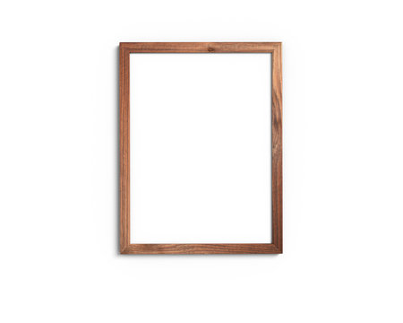 Old wooden frame mockup 3x4 vertical on a white background. 3D rendering.