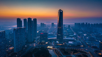 Aerial view of  Incheon,Central Park is a modern city there are many condos and offices. in Songdo International Business District  It's life for modern city people of  South Korea