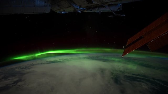 Polar Lights.
The International Space Station.
Source material was provided by NASA.
Color correction was done, noise was removed and slowed down.