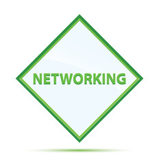 Networking modern abstract green diamond button