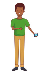 Young man with smartphone cartoon