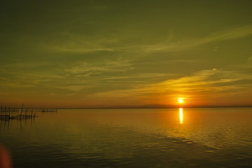 Sunset in the mediterranean lake