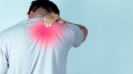 man suffering from backache,Lower back pain.