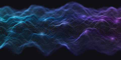Blue and Purple Wavy Particle Surface
