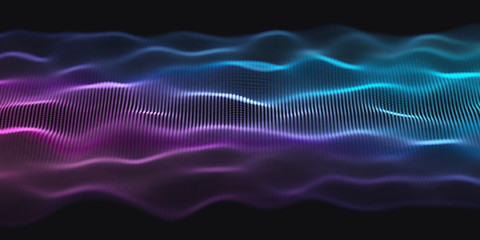 Blue and Purple Wavy Particle Surface Background