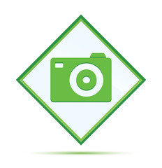 Camera icon modern abstract green diamond button