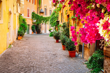 Fototapeta na wymiar street in Trastevere, Rome, Italy