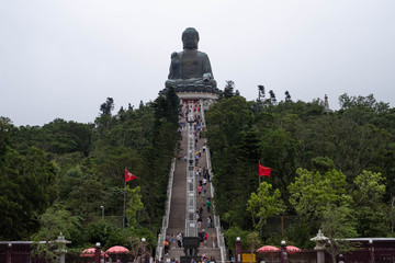 HONG KONG - 18 Apil 2019 : Tian Tan Buddha at Po Lin Monastery, Lantau Island in Hong Kong.