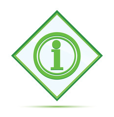 Info icon modern abstract green diamond button