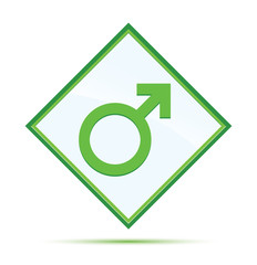 Male symbol icon modern abstract green diamond button