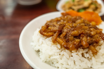 snacks of Chinese braised pork on rice