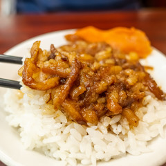snacks of Chinese braised pork on rice