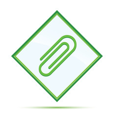 Obraz premium Paper clip icon modern abstract green diamond button