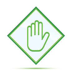 Obraz premium Stop hand icon modern abstract green diamond button