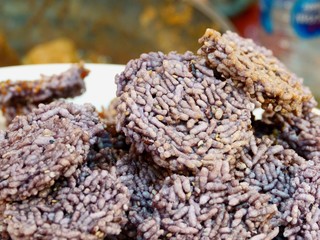 Thai Crispy Rice, Thai rice cracker, close up