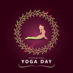 Celebrate yoga day background with lotus mandala and om symbol.