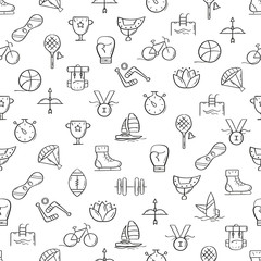 Line style sport pattern. Doodle seamless background. The modern and light pattern is ideal for promotional products, textiles, websites, identity, packaging and more