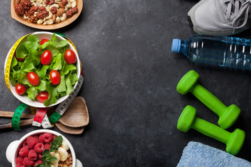 Healthy food and fitness concept