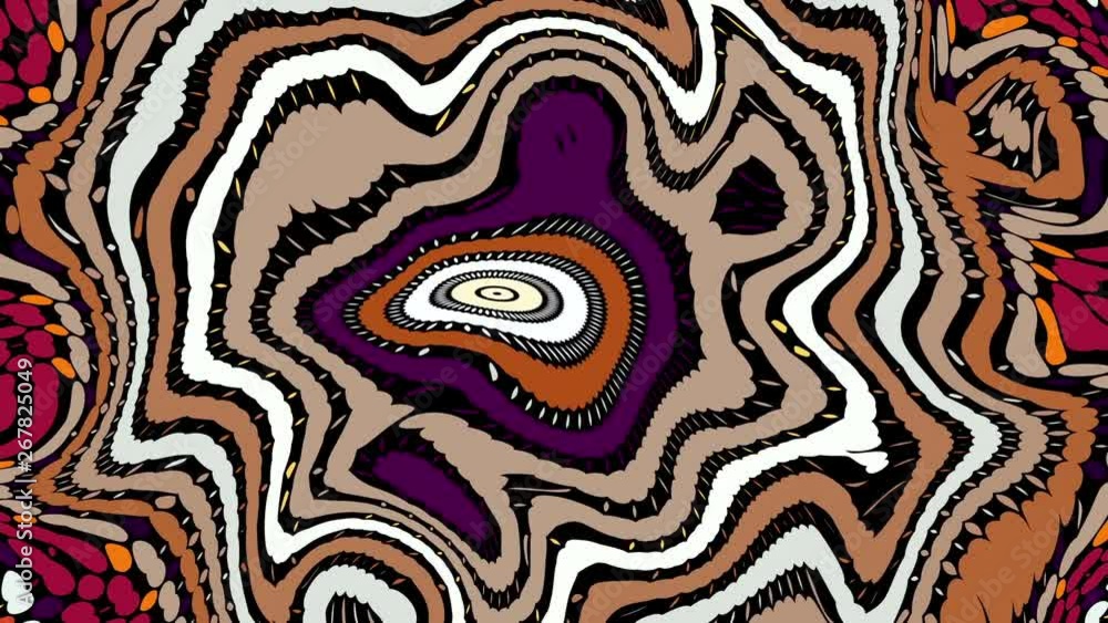 Poster Moving random wavy texture. Psychedelic animated background. Looping footage.
