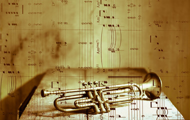 Musical notes from an old jazz trumpet