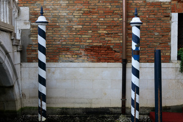 Dock poles in Venice, Italy.