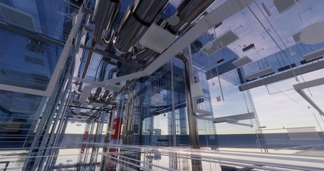 Naklejka premium BIM model of internal utilities of the building