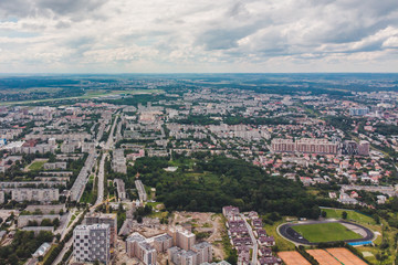 Fototapeta na wymiar aerial view of city with cloudy weather