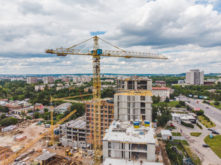 Fototapeta na wymiar aerial view of apartment construction site