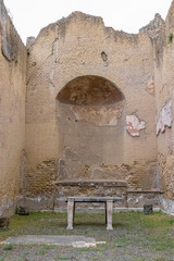 Herculaneum, Campania, Italy - April 21, 2019: The remains of Herculaneum after the eruption of...