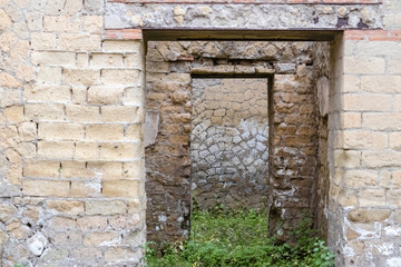 Herculaneum, Campania, Italy - April 21, 2019: The remains of Herculaneum after the eruption of Vesuvius in 79 AD