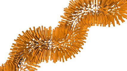 Abstract three-dimensional background of orange rectangles. illustration. 3d render