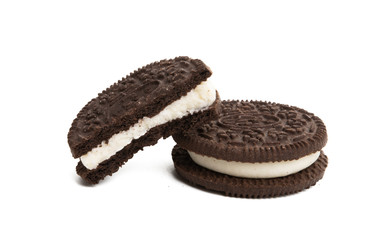 double cookies with milk cream isolated