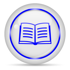 Book icon. White glossy round vector icon in eps 10. Editable modern design internet button on white background.