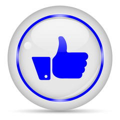 Like icon. White glossy round vector icon in eps 10. Editable modern design internet button on white background.