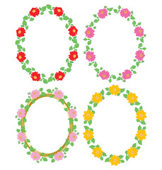 flowers dahlia in decorative frames - vector oval decorations