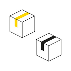 Set of two cardboard box icons. Vector
