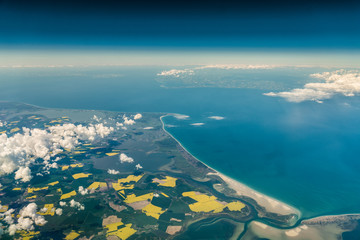 aerial view of german peninsula Fischland-Darss-Zingst and island Hiddensee 